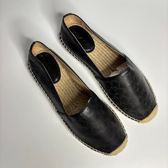 Coach Carley Leather Slip On Espadrille Loafers in Black - Picture 6 of 9